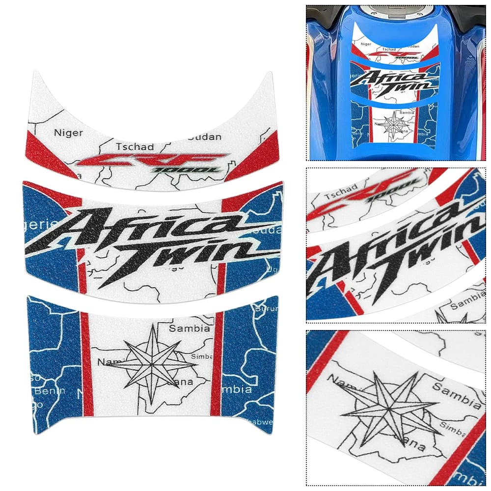 Misura per Honda Africa Twin 2016-2019 Moto Gas Olio Combustibile Rilievo del Carro Armato Della Protezione Adesivi Decorazione In PVC Decalcomanie