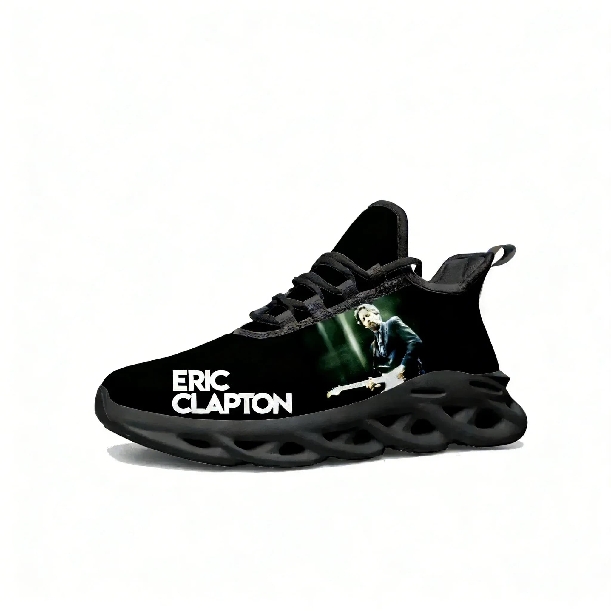 Sneakers Eric Clapton alla Moda per Uomo e Donna, Scarpe Sportive Ispirate alla Musica Rock, Calzature in Rete con Lacci, Scarpe Personalizzate Nere