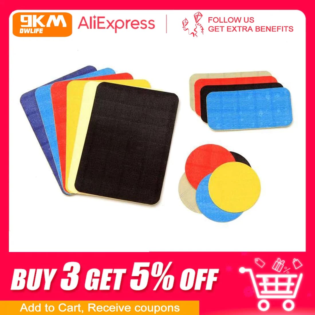 2 pieces Freilein Ripstop adhesive for repair kits waterproof patch high-strength translucent accessories for backup tools 12 colors