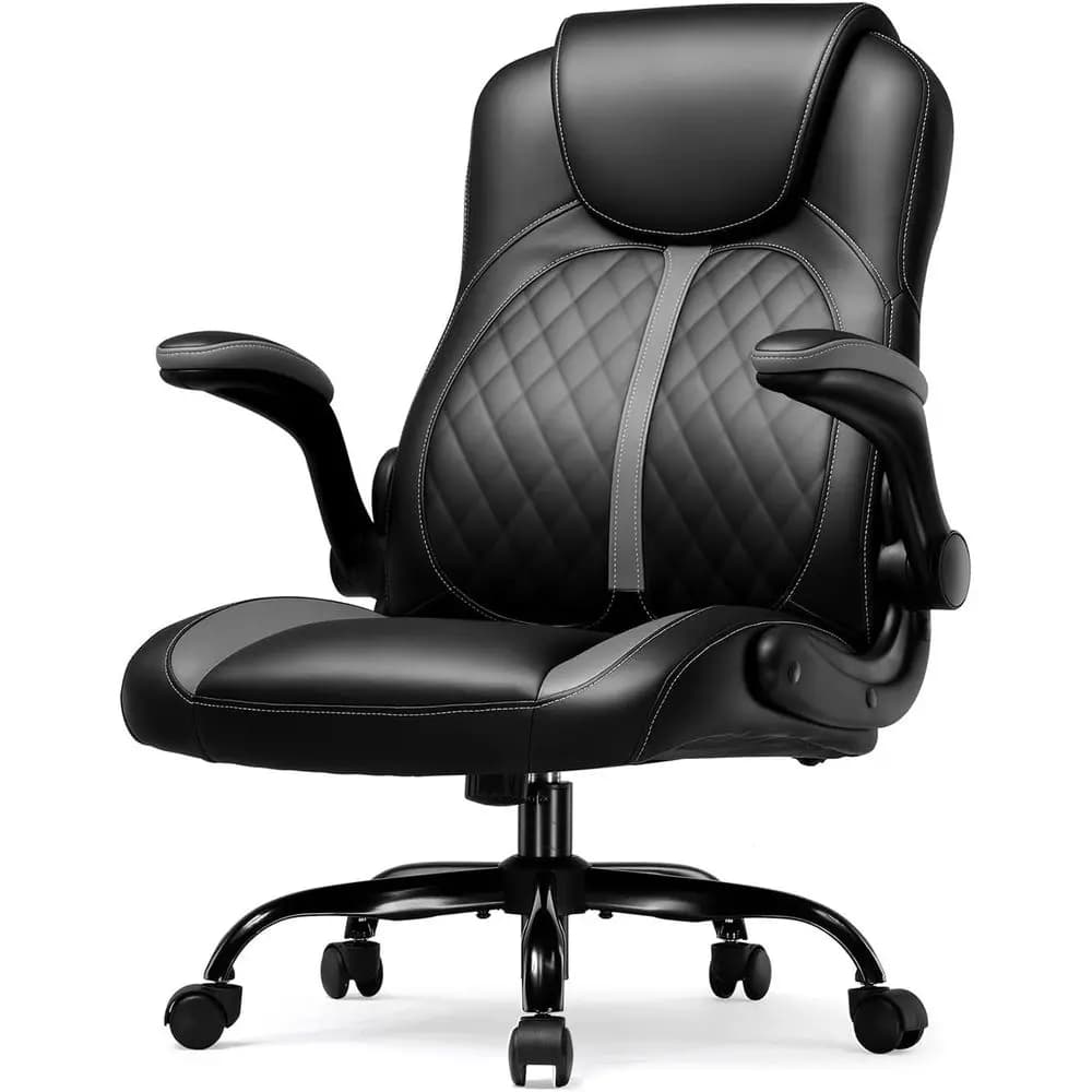 Sedia da Gaming Ergonomica in Pelle PU con Supporto Lombare, Altezza Regolabile, Ruote Girevoli e Braccioli Ribaltabili per Adulti e Persone di Bassa Statura