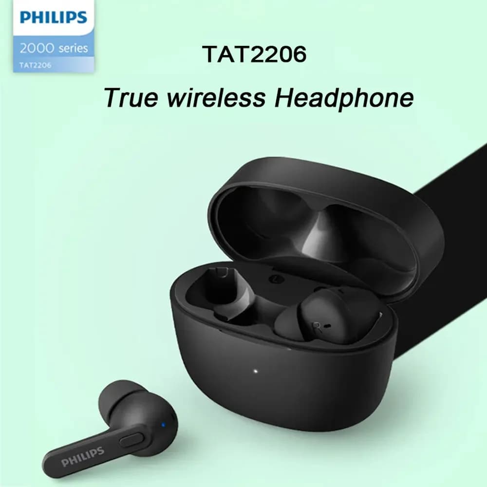 PHILIPS TAT2206 TWS Wireless Bluetooth headphones Waterproof IPX4 SBC Sports headphones 500mAh Low latency gaming headphones with microphone
