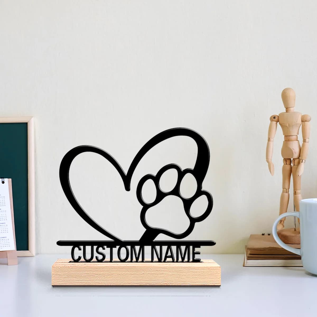 Statua in Metallo Personalizzata per Animali Domestici, Regalo Commemorativo con Base in Legno, Decorazione da Scrivania per Amanti dei Cani
