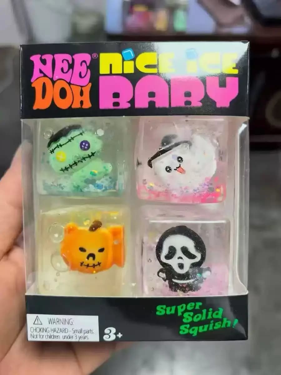 Needoh Teenie Nice ice cube slow rebound soft Christmas element toy mini 4-piece sensory toys pressure-resistant party gifts for