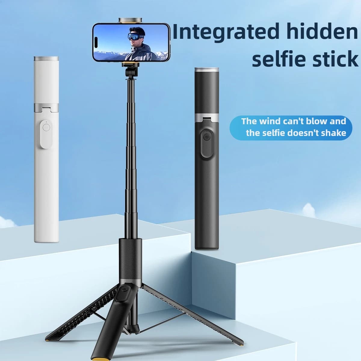 Treppiede da viaggio leggero allungabile per selfie stick 62 con telecomando per iPhone Android Vlogging
