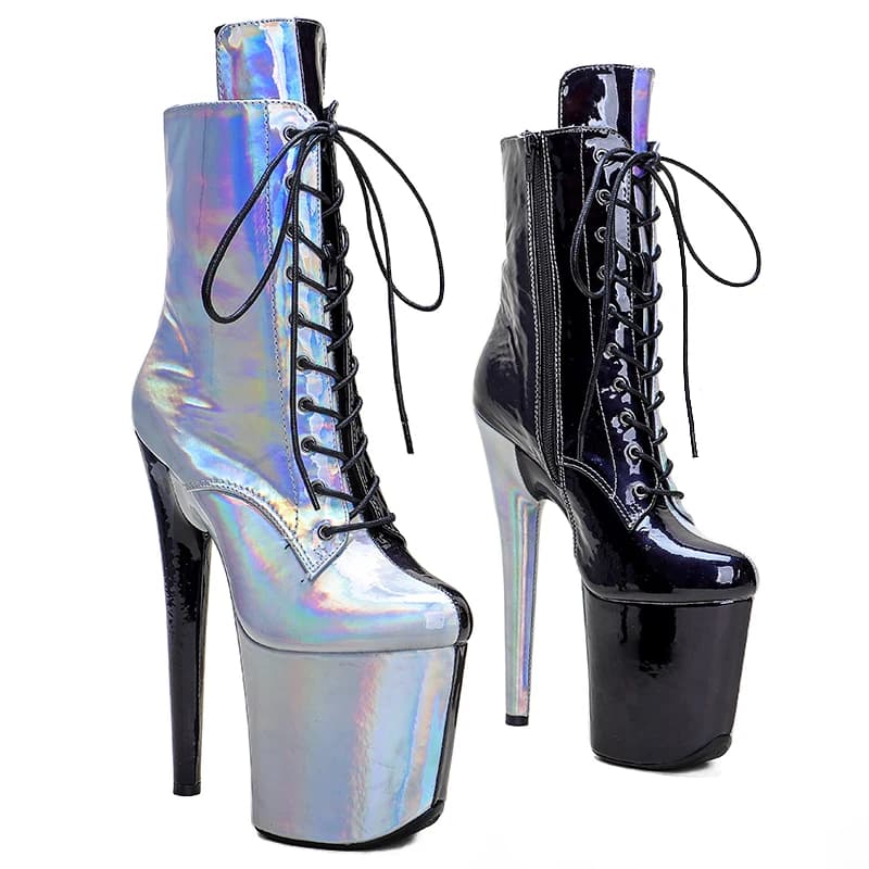 Leecabe 20cm/8inches shiny PU mix color upper Trendy Fashion platform High Heel party stripper heel Pole Dance boots
