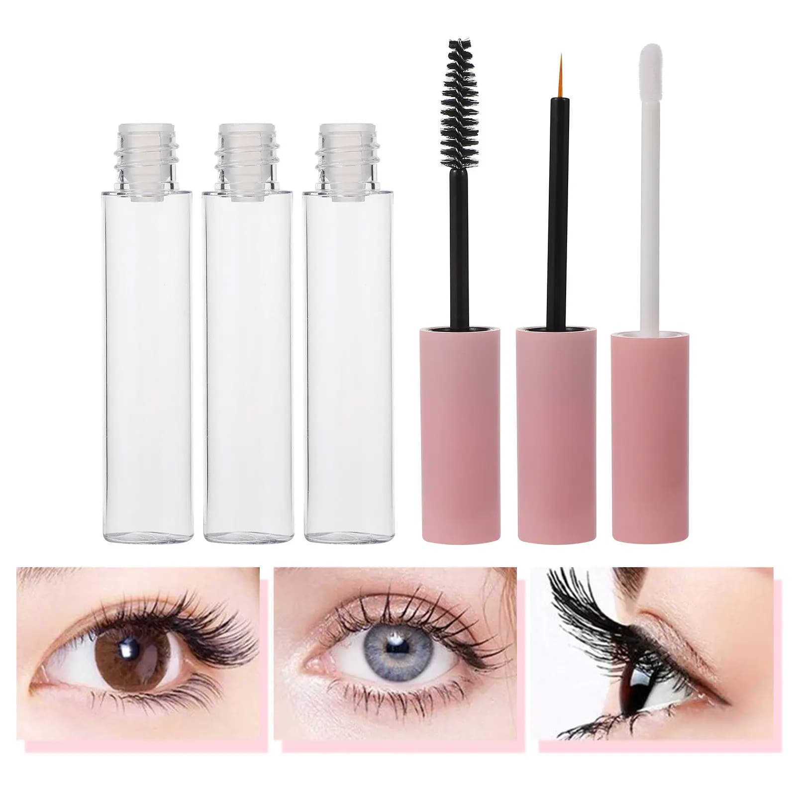 6Pcs Empty Mascara Tubes Portable Leakproof Container for Lip Gloss Eyeliner Castor Oil Makeup Tools