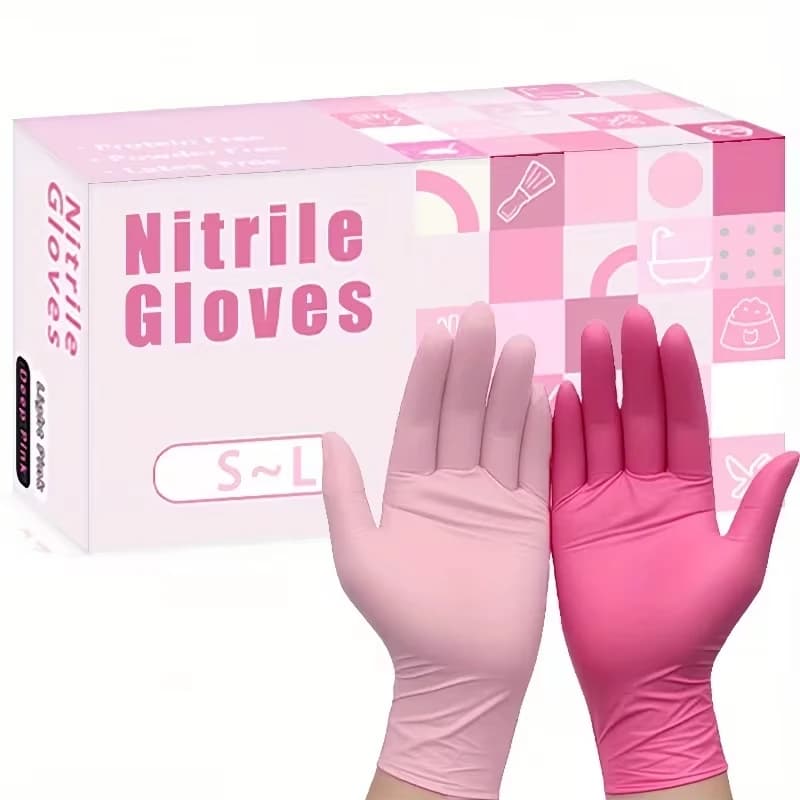20/100 Pezzi Guanti in Nitrile Rosa Monouso 3.5mil Senza Lattice per Pulizie Domestiche, Cucina, Giardinaggio, Salone di Bellezza