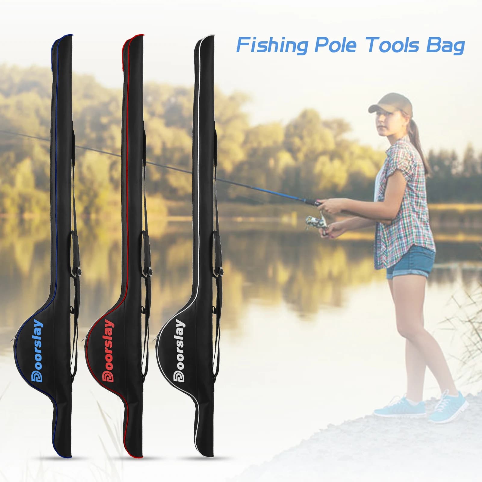 63 Inch Fishing Cane Bag, Waterproof and Resistant Laptop Case, Foldable Cane Door, Fishing Equipment Organizer Bag