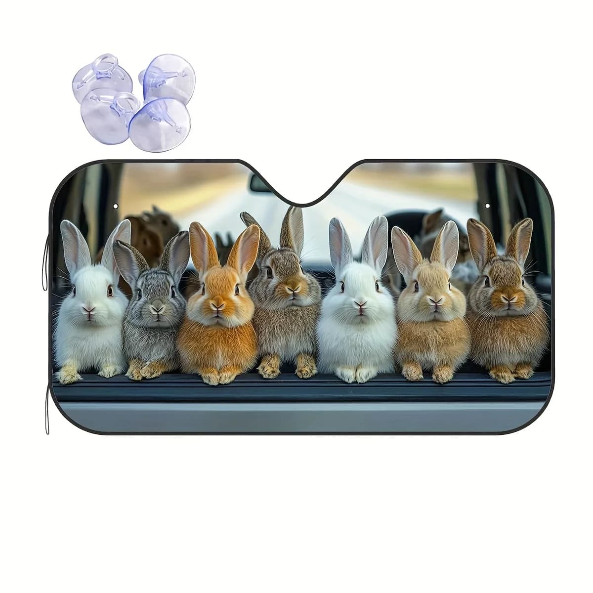 1pc simpatici conigli adorabili animali modello parabrezza parasole, parasole per finestrino dell'auto, mantiene il freddo dell'auto, facile installazione, protegge Fr
