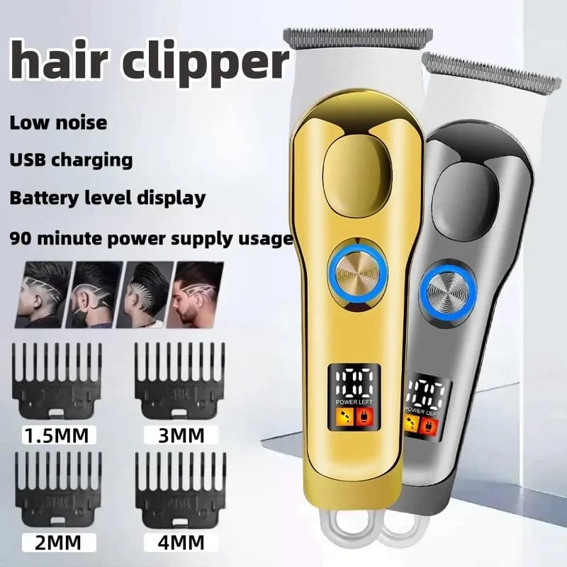 Professional rechargeable haircut, electric trimmer for men, beard, kids, barber cutting machine, LED screen, waterproof