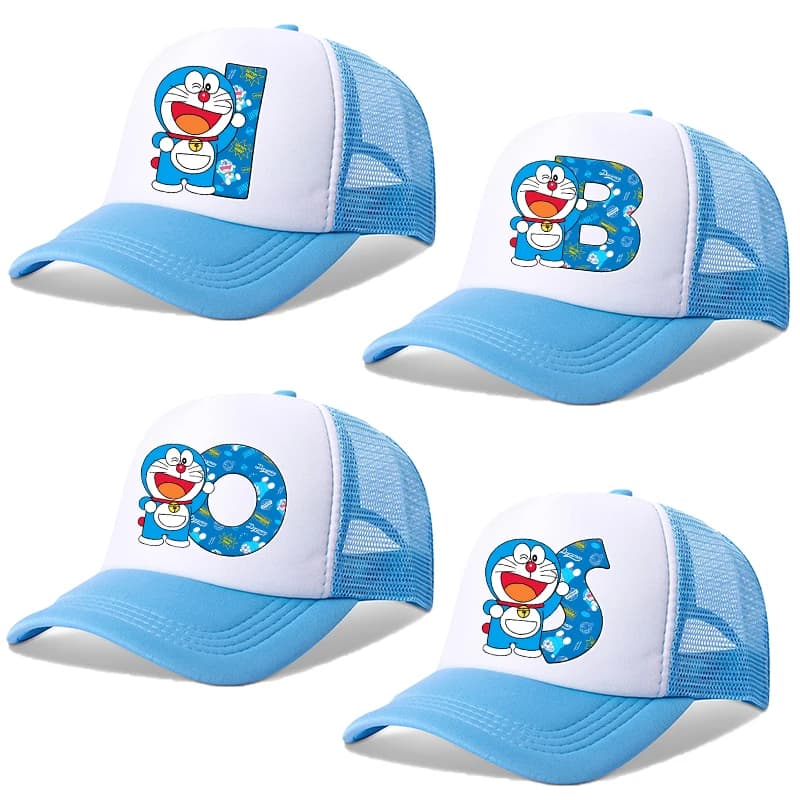 Cappellino con visiera Doraemon, creativo con alfabeto A-Z, cappello da baseball con personaggi anime, cappelli estivi da esterno per bambini, cappellini genitore-figlio, caldi e di tendenza