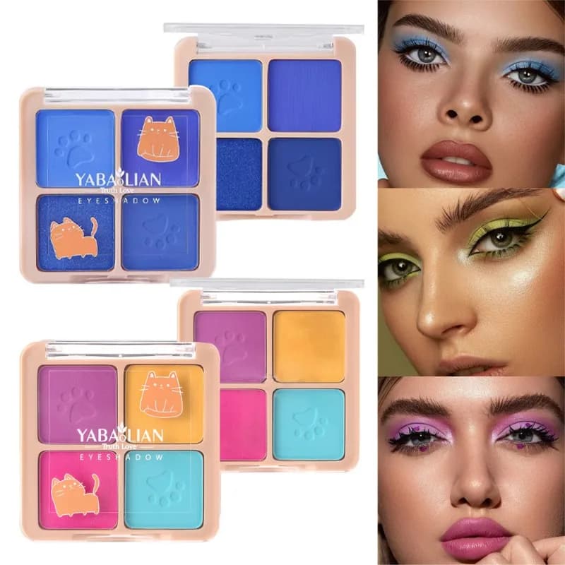 Palette Ombretti 4 Colori Glitter Opaco Blu Verde Shimmer Impermeabile Lunga Durata Illuminante Trucco Cosmetici Ingrosso