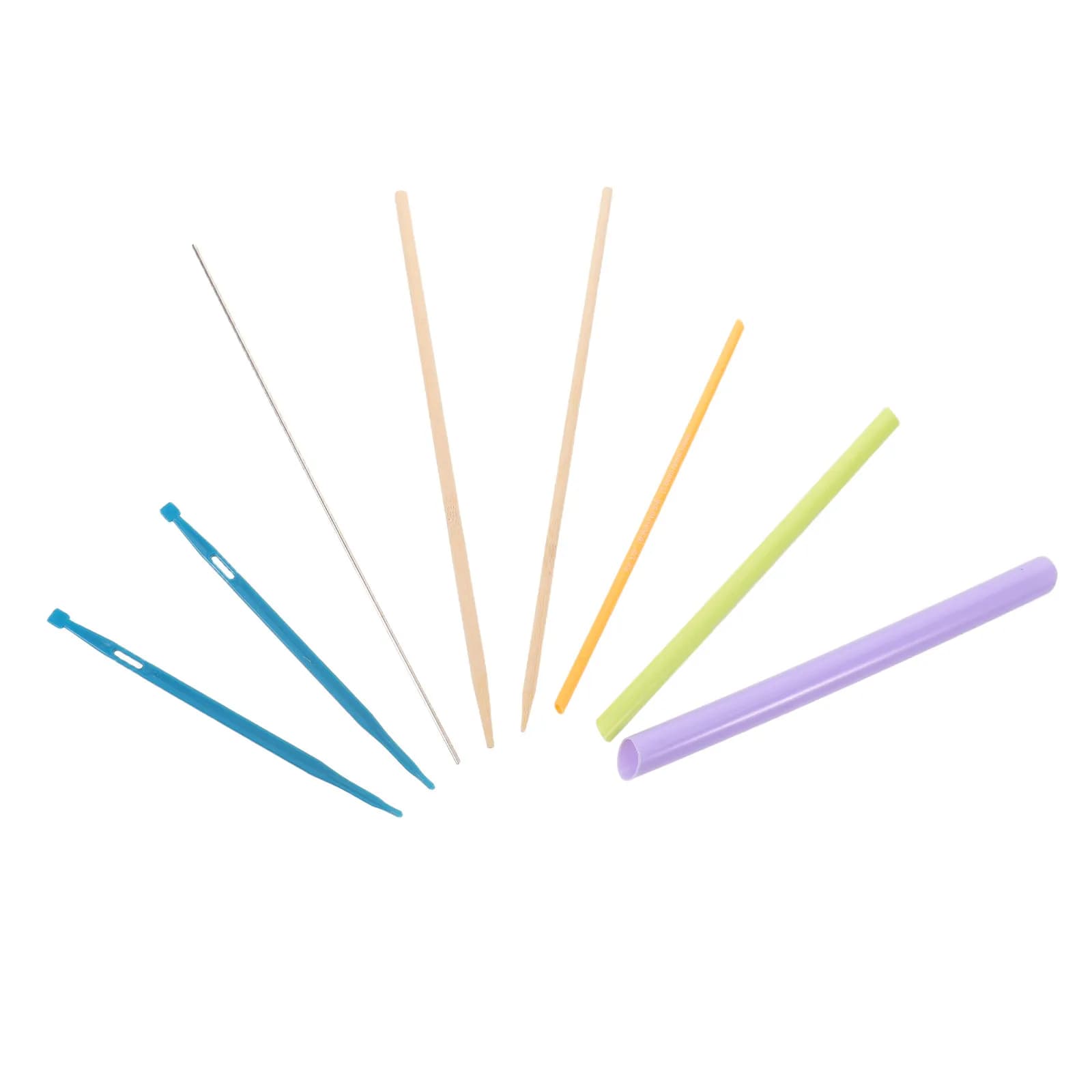 1Set Sewing Fabric Tube Turner Tool Kit Bamboo Plastic Metal Loop Turn Rods for DIY Handmade Knitting Strap Threading Craft