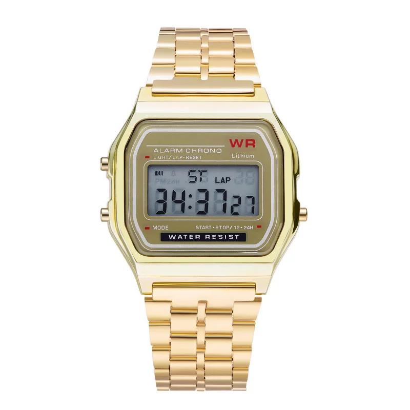 F91W Watch with non-waterproof steel strap for woman, man, work clock, multifunctional digital LED sports watch, electronic watch