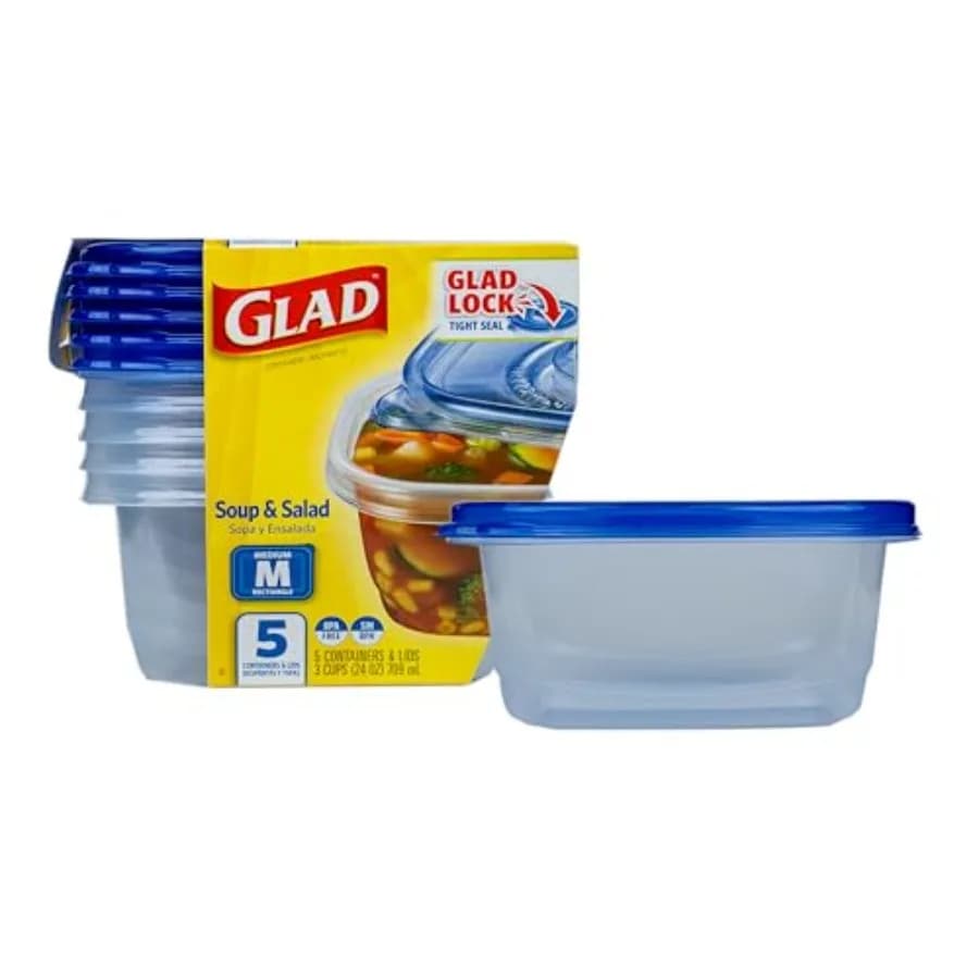 Ware Medium Rectangle Food Storage Containers with Lids, BPA Free Plastic for Soups Salads and Meal Prep, Airtight Leak Resista