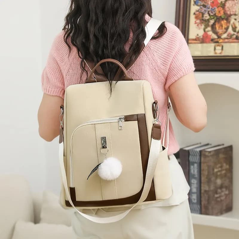 Zaino in nylon alla moda per donna, borsa da scuola preppy per studentesse, zaino da viaggio antifurto, borsa a tracolla casual da donna per tutti i giorni