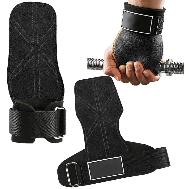 Weight Lifting Hand Grips Anti-Slip Gym Palm Protectors with Adjustable Wrist Straps for Deadlifts Pull Ups Workout Gloves