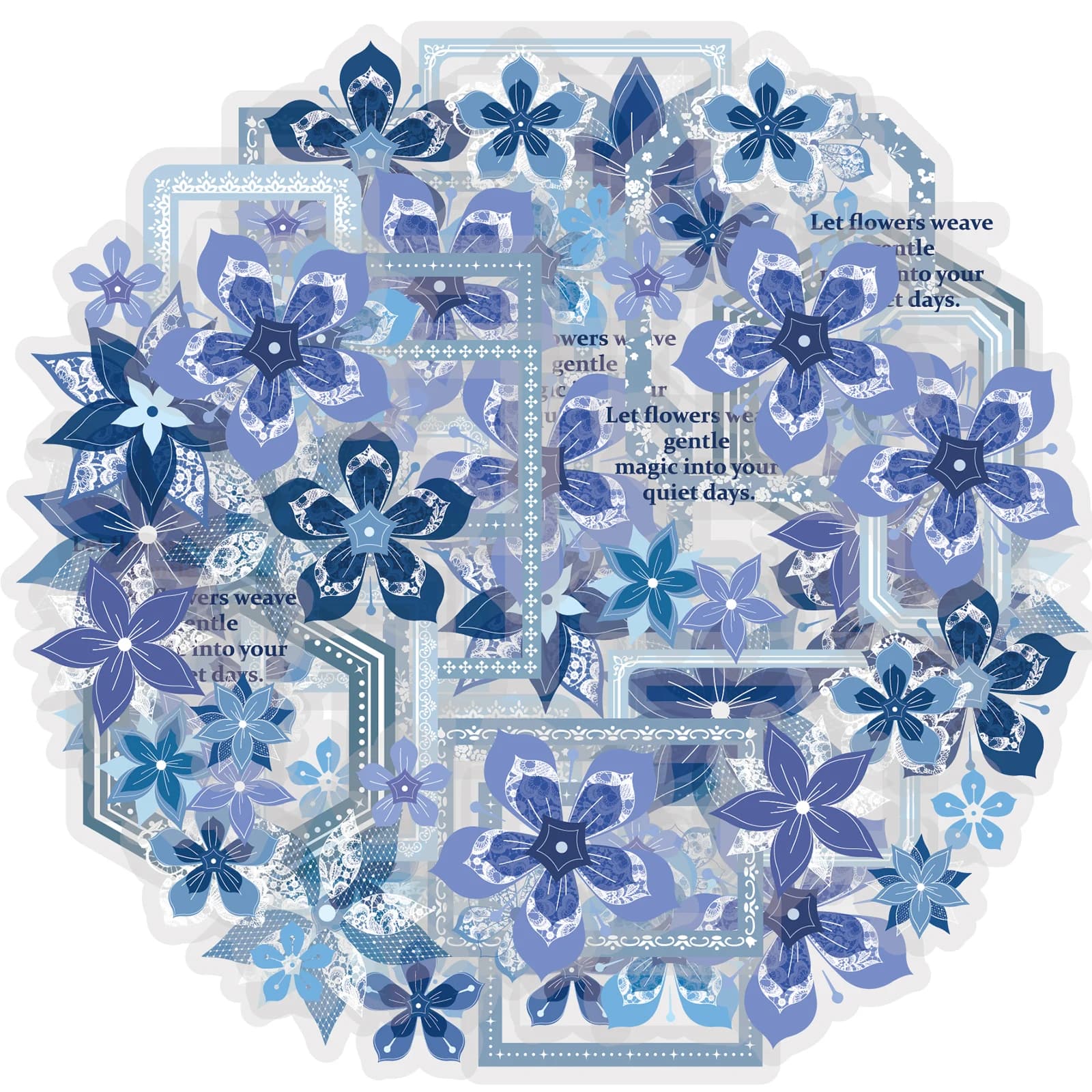 Etori Life Gentle Blues 15 Pezzi Adesivi Floreali Blu Ghiaccio di Alta Qualità con Bordo in Pizzo Artistico per Laptop, Adesivi per Telefoni, Valigie, Astucci, Album Fotografici, Caschi, Biciclette, Materiali per Scrapbooking, Decorazioni per la Casa, Accessori per Decorazioni d'Ufficio, Opere d'Arte Fai-da-Te, Feste a Tema Vintage, Creazione di Biglietti, Sigillatura Prodotti da Forno, Adesivi per Cancelleria, Regali di Compleanno
