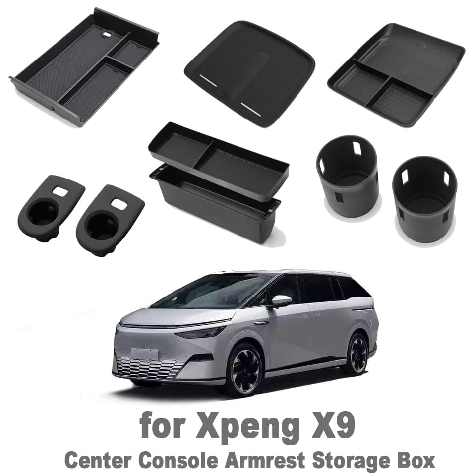 Scatola portaoggetti bracciolo console centrale per Xpeng X9 2023 2024 vassoio centrale per auto organizzatore portabicchieri accessori interni antiscivolo