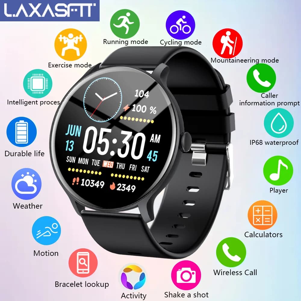 LAXASFIT 2025 New Smartwatch Men's Sports & Fitness IP68 Waterproof Bluetooth Call for Android IOS Smartwatch for Women