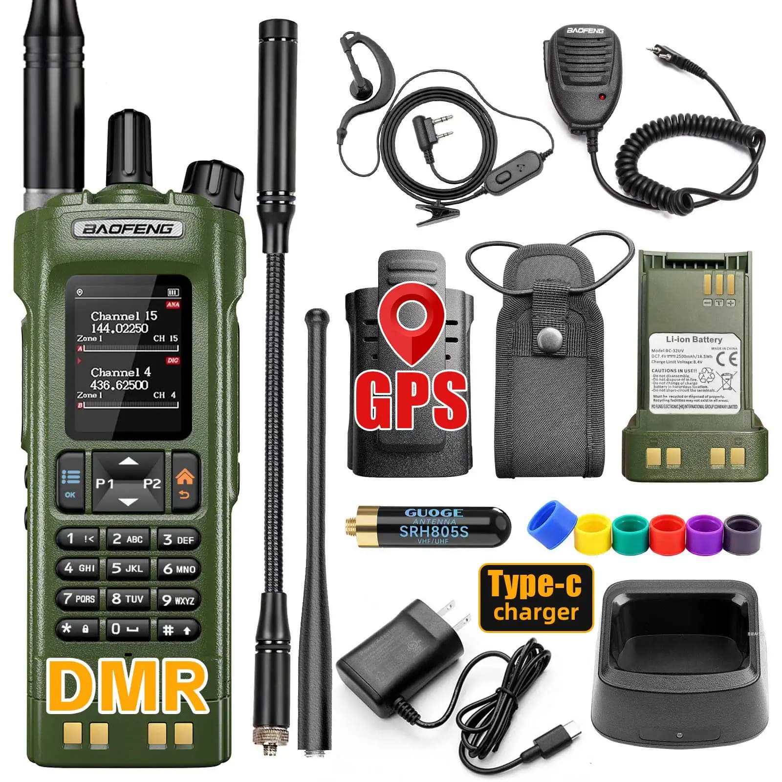 Baofeng DM-32 UV Dual Band 10W High Power Walkie-Talkie with GPS Large Capacity Battery for Business
