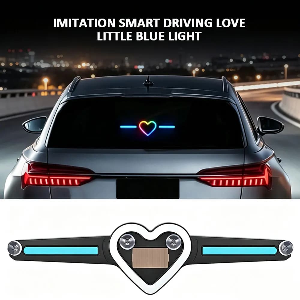 Solar Powered Car Led Love Warning Light Imitation Intelligent Driving Lights Mount Auto Rear Windshield Strobe Flash Safety