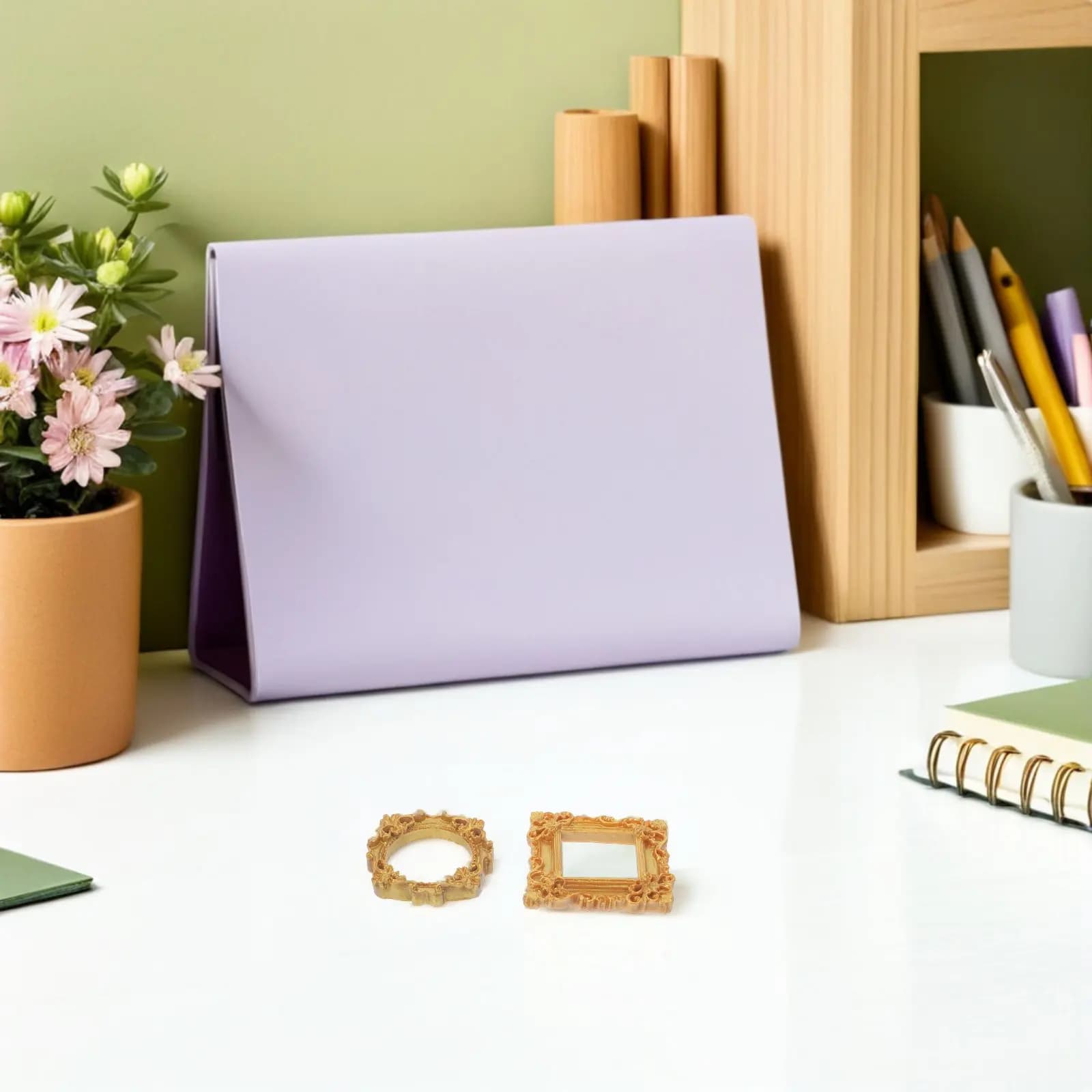 8Pcs Mini Baroque Photo Frames Vintage Resin Heart Bow Design Elegant Tabletop Display Small Gold Picture Frames for Nail Art