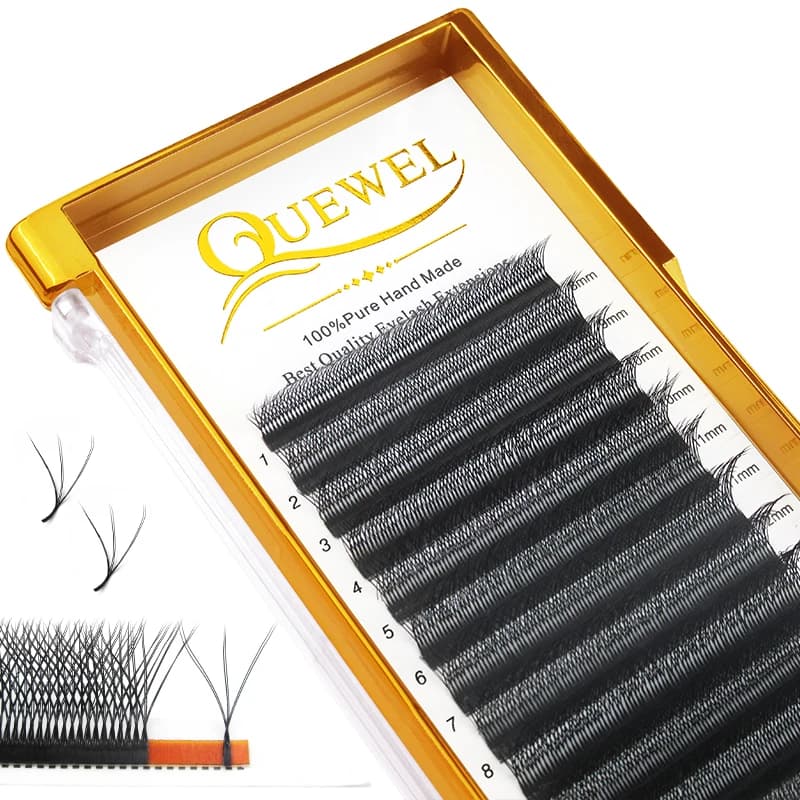 Quewel Doppia Punta 6D W Volume Ciglia Finte Ciglia Finte CC/D/DD 8-15mm Mix Fan W Stile Nuova Etichetta Privata Individuale All'ingrosso