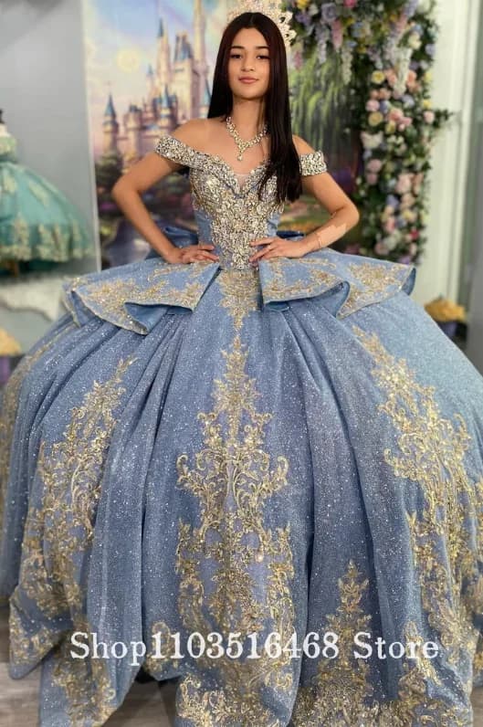 Abito da principessa Quinceanera di lusso Abito da ballo con papillon pesantemente ricamato impreziosito da cristalli personalizzato