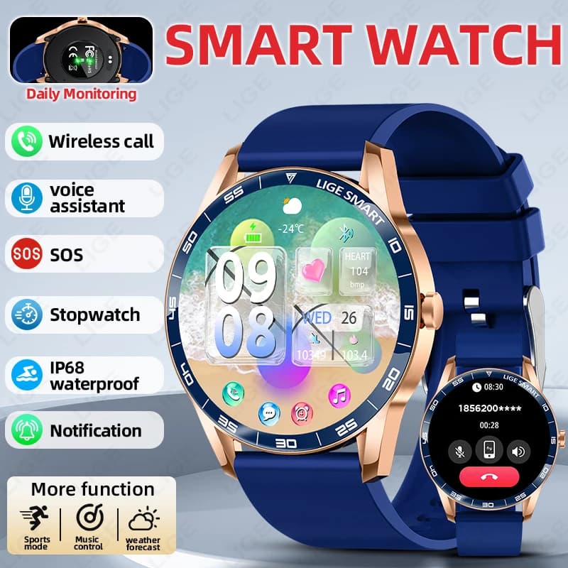 LIGE Nuovo Smartwatch con schermo HD da 1,38 pollici per uomo e donna IP68 Orologi impermeabili con chiamata Bluetooth Monitoraggio della salute sportiva Smartwatch da uomo