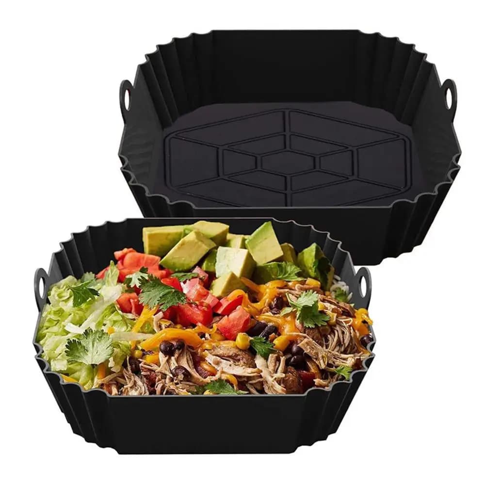 Reusable oven mold for silicone air fryer, round square oven baking tray for pizza fried chicken basket coating