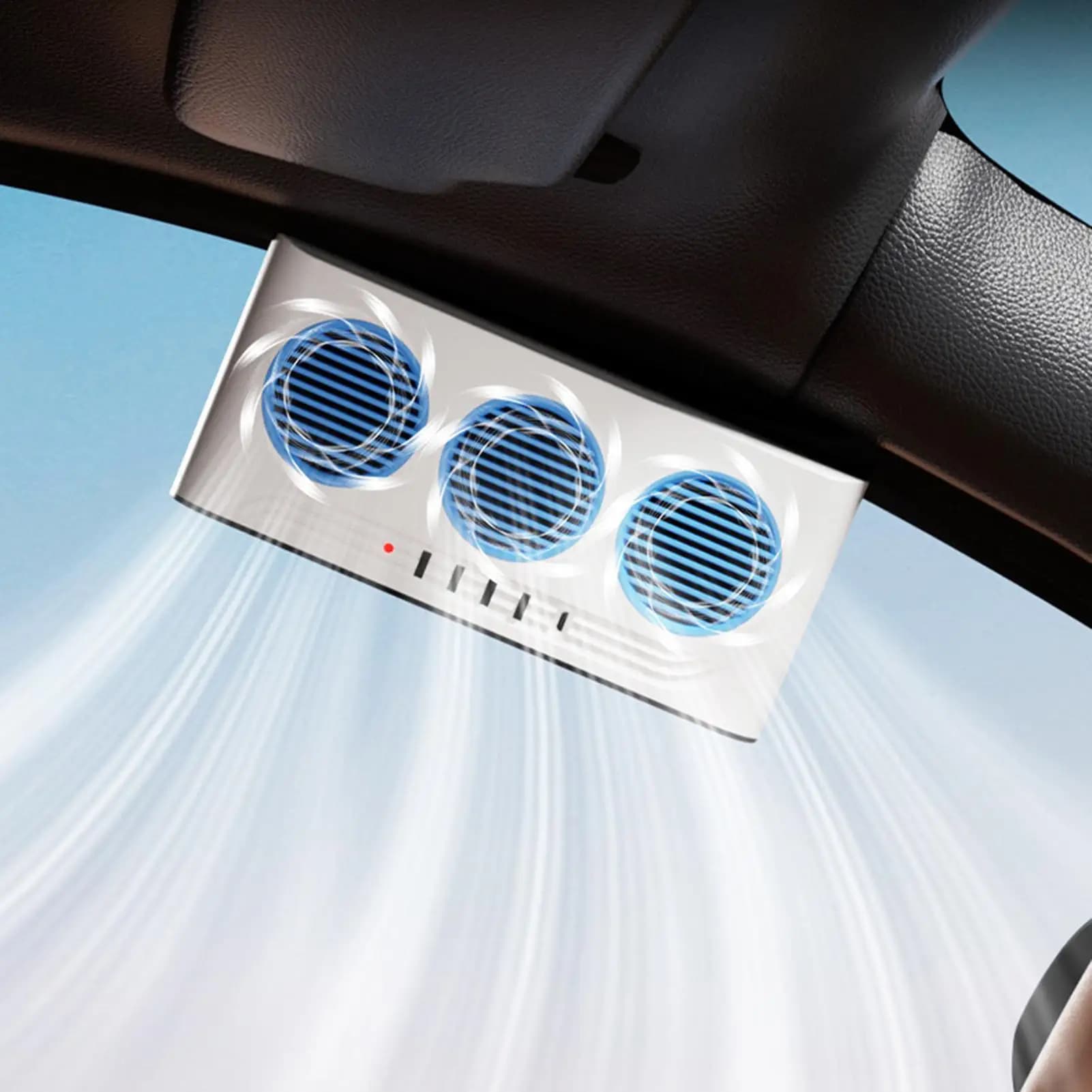 Purificatore d'Aria Solare per Auto con Tre Uscite e Luce, Ventilatore per Van, Camion, Veicoli Stradali, Camper, SUV, per Guida Quotidiana e Viaggi su Strada
