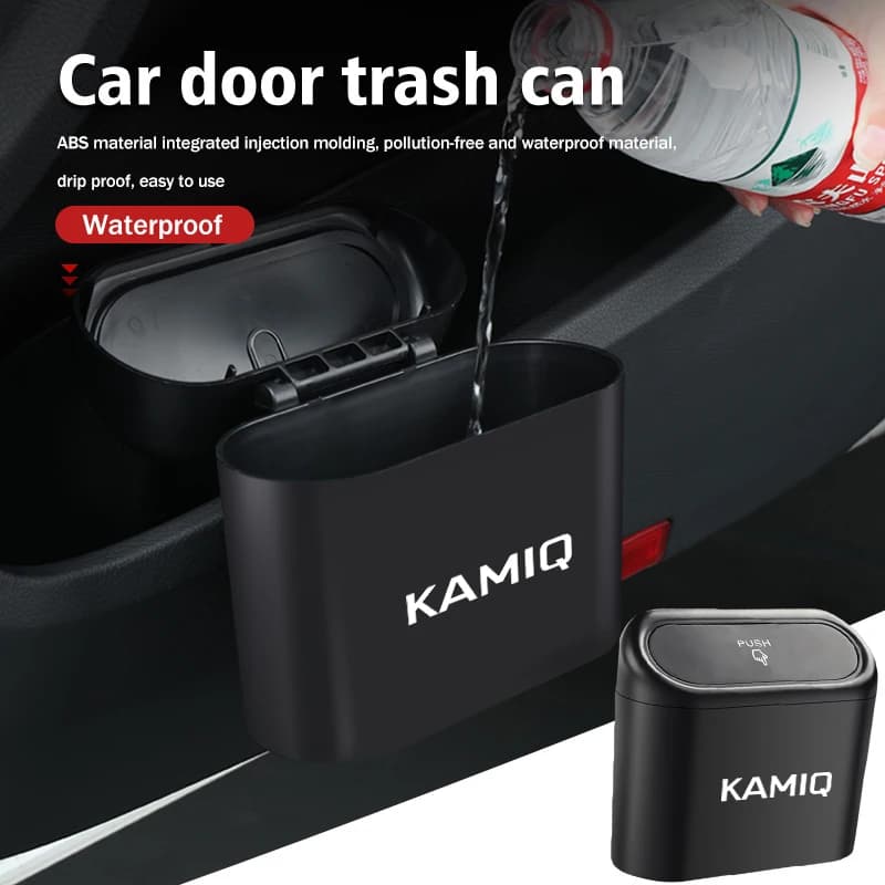 Car Door Hanging Trash Can Storage Box Auto Accessories For Skoda Kamiq MK3 Kodiaq Karoq VRS Octavia 2 3 Fabia Superb