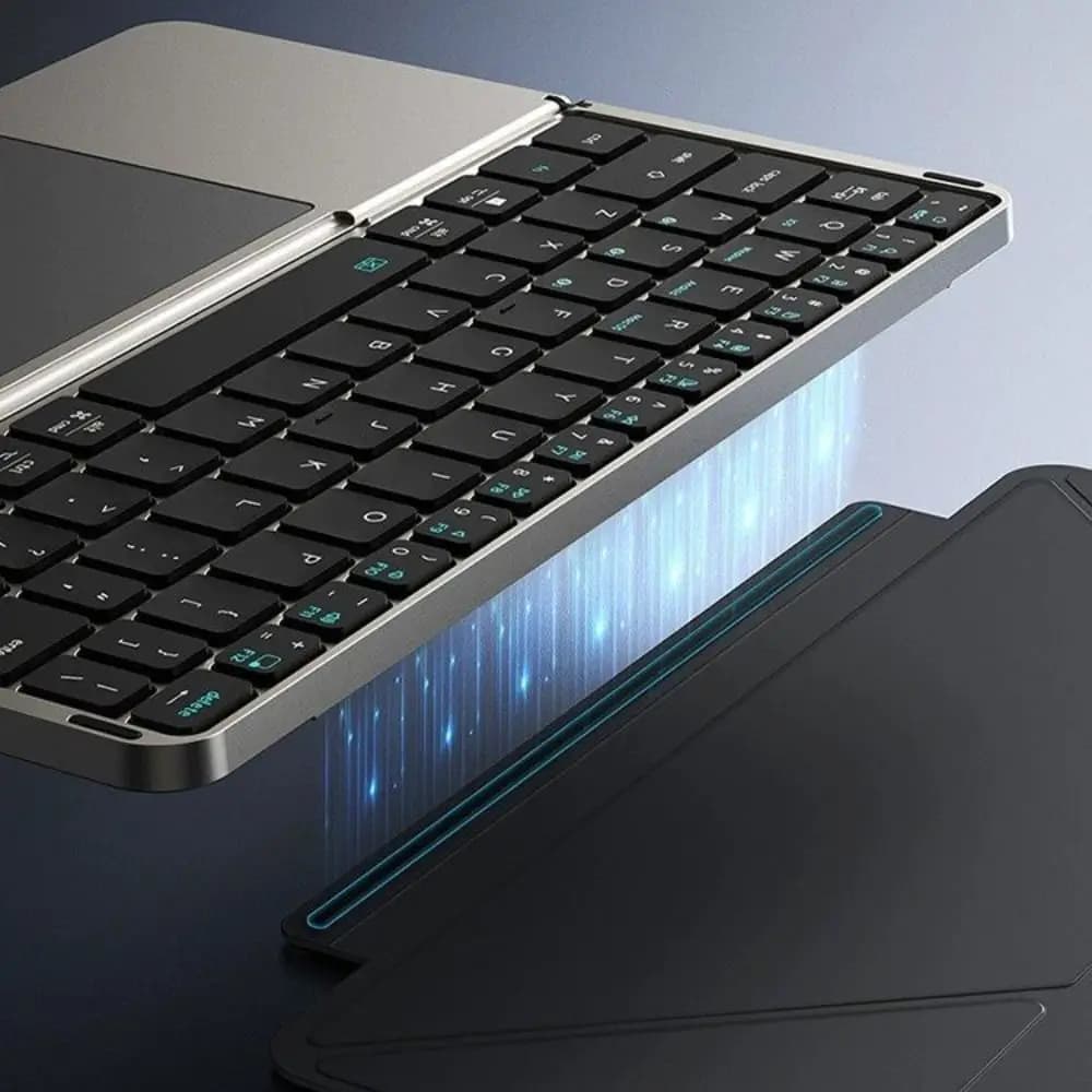 Tastiera Bluetooth 5.3 Wireless Universale Staccabile Ricaricabile con Touchpad Ergonomica Pieghevole