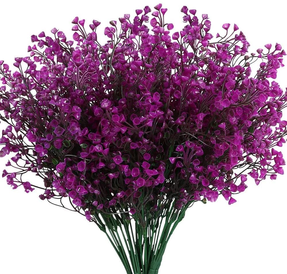 8 Pack Artificial Shrubs Bushes UV Resistant Plants, Faux Bell Leaves Greenery for Indoor Outside Home Office Wedding Decor