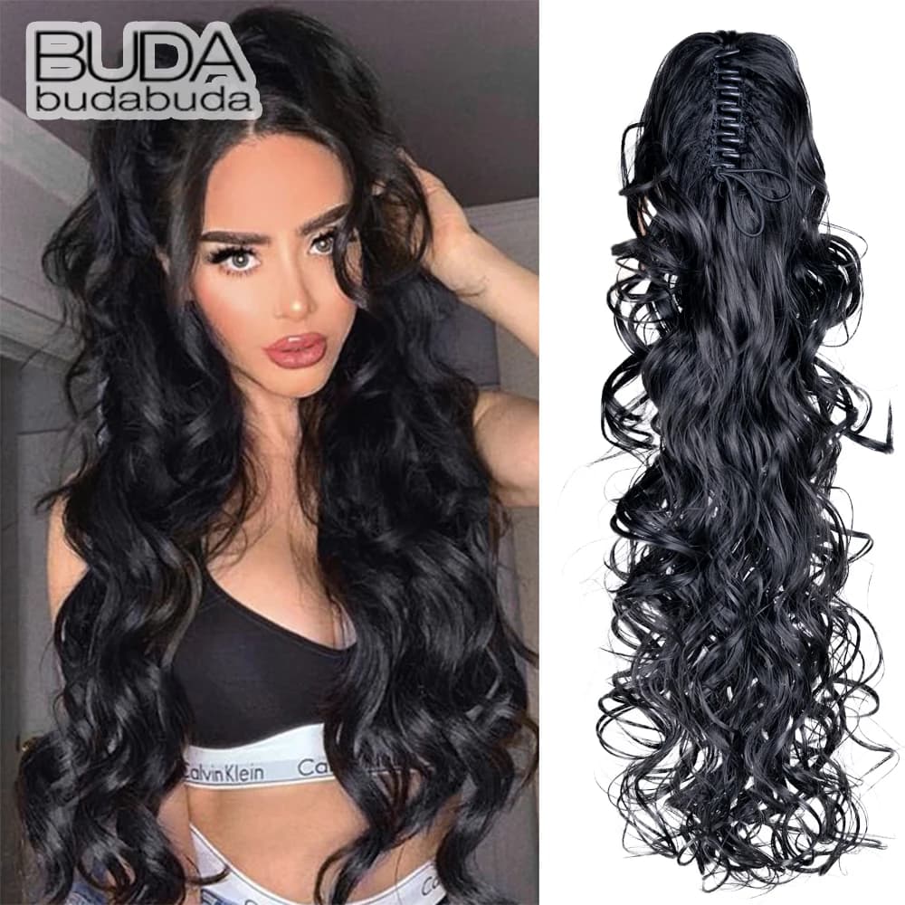 Corrugated Horsetail Hair Extensions Riccia Synthetic Claw Clip Long On Horsetail Hair Extension For Women Posters Blond Shadows