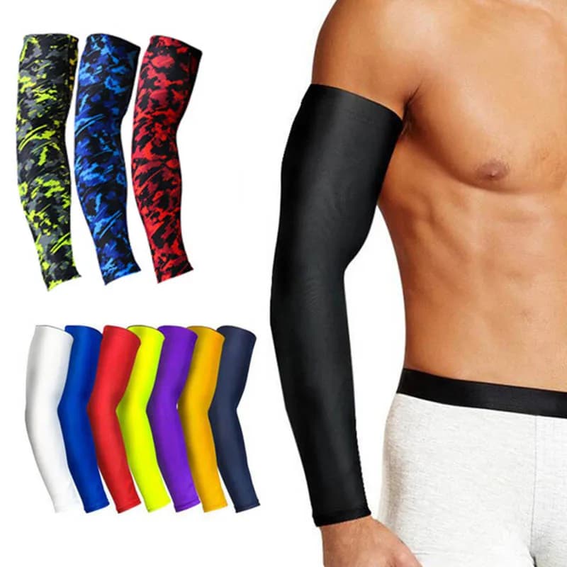 Manica da braccio sportiva a compressione Basket Ciclismo Scaldabraccia Estate Corsa Tennis Protezione UV Fasce da pallavolo