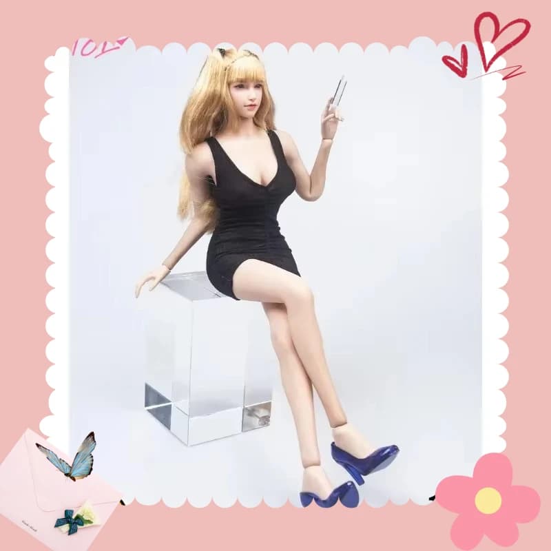 1/6 Bilancia Soldato Femminile Sexy V Profondo Abito A Pieghe Blu Rosso Cristallo Tacchi Alti Oufit Vestiti Set per 12 "Action Figure bambola