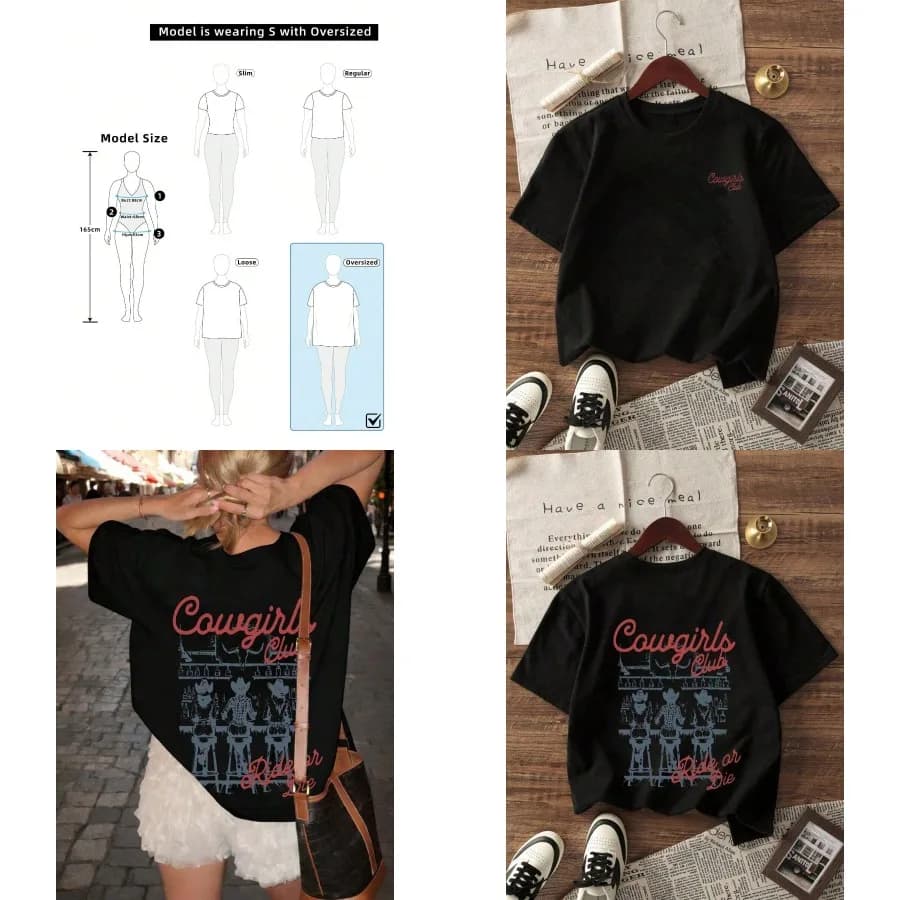 【Nuovo stile】2026 Top stampati Collezione estiva da donna 1 pezzo T-shirt estiva da donna a girocollo a maniche corte Western Cowgirl and Eng