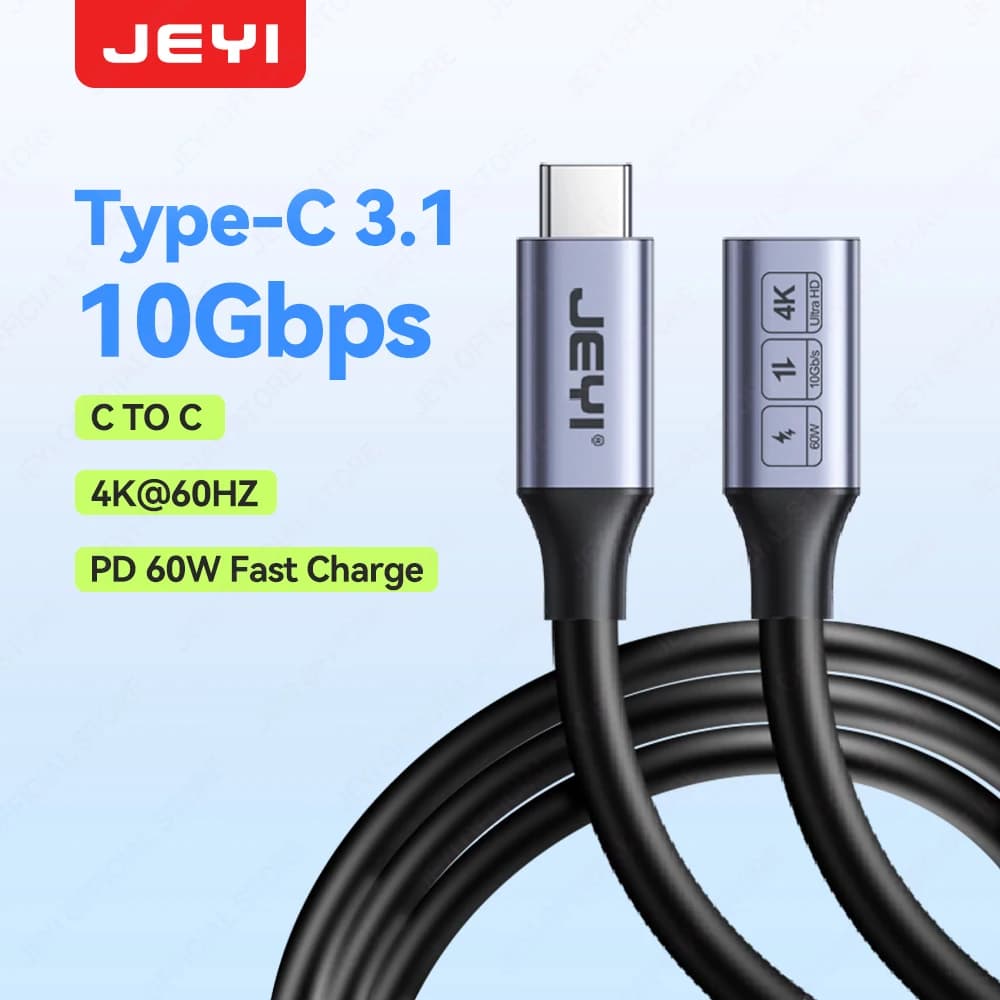JEYI Cavo di prolunga USB C Tipo C Extender Maschio a Femmina USB 3.1 Gen 2 Trasferimento dati 10 Gbps 60 W Ricarica rapida per laptop iPad
