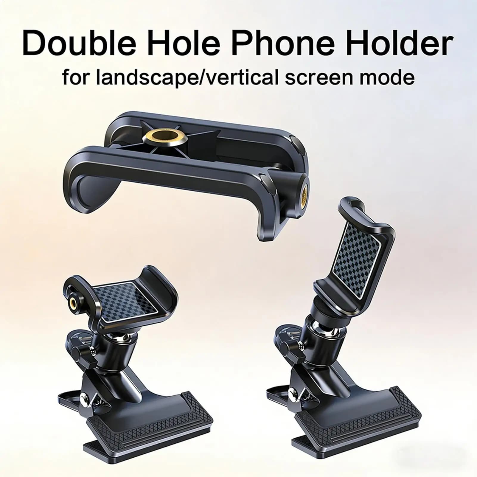 Supporto per telefono da chitarra a doppio foro, antiscivolo, con clip girevole a 360°, accessori per chitarra, per strumenti, ukulele, basso, violino