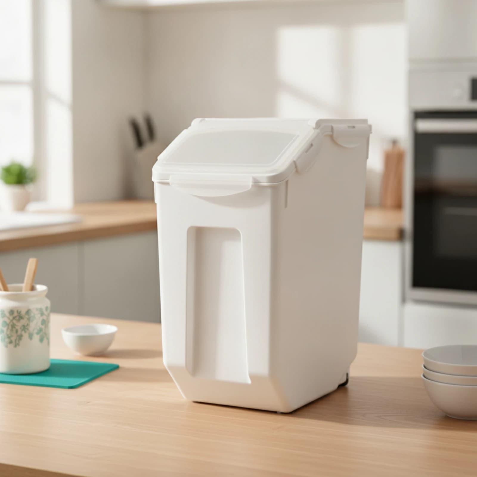 Food Storage Bin with Clear Lid Flip-Top Rice Bin Flour Container Moisture-Proof Food Storage Container with Lid Lidded