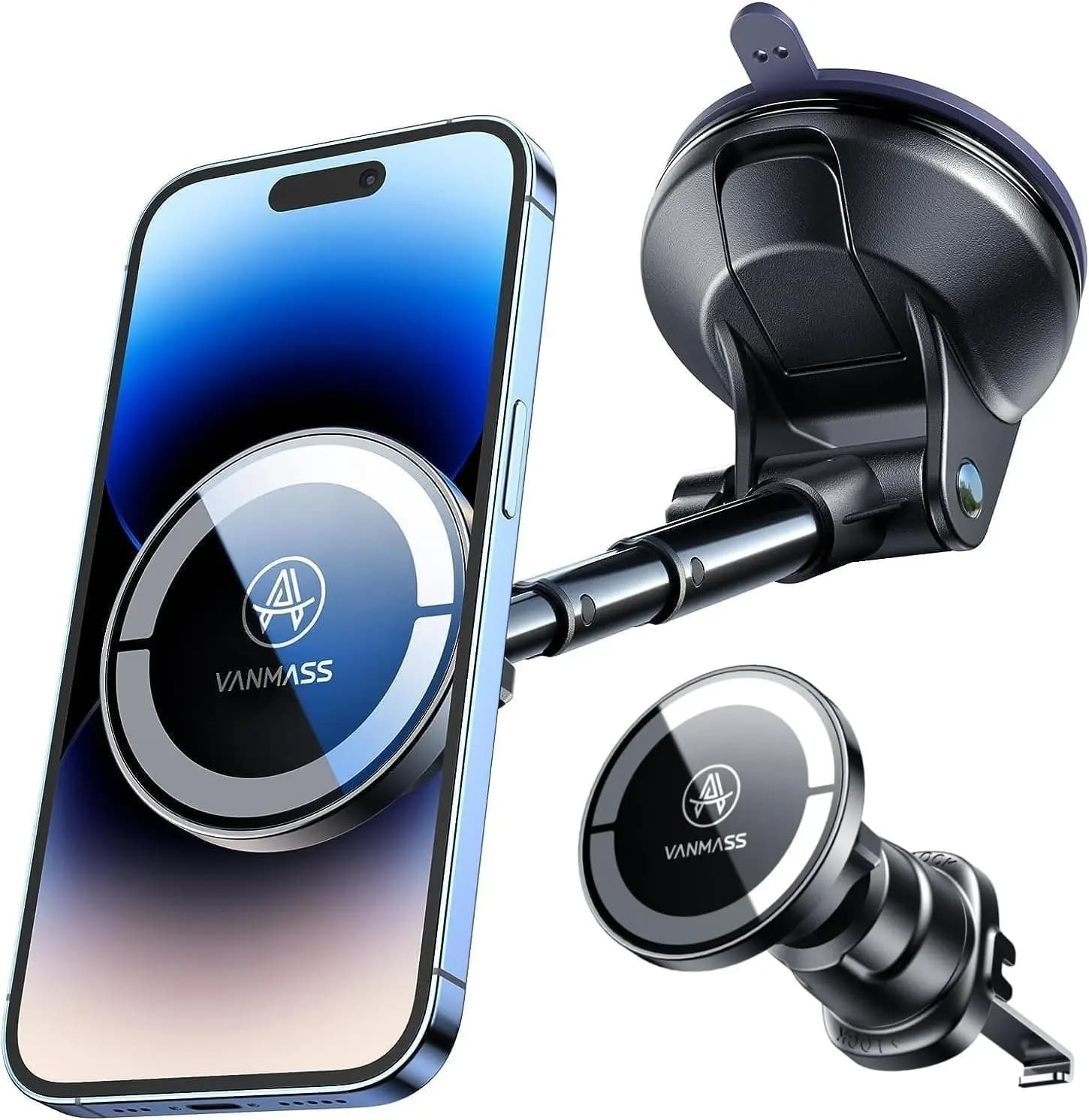 Supporto per Auto MagSafe di Grado Militare con Forte Attrazione Magnetica per iPhone e Android, per Cruscotto, Parabrezza e Bocchette di Ventilazione