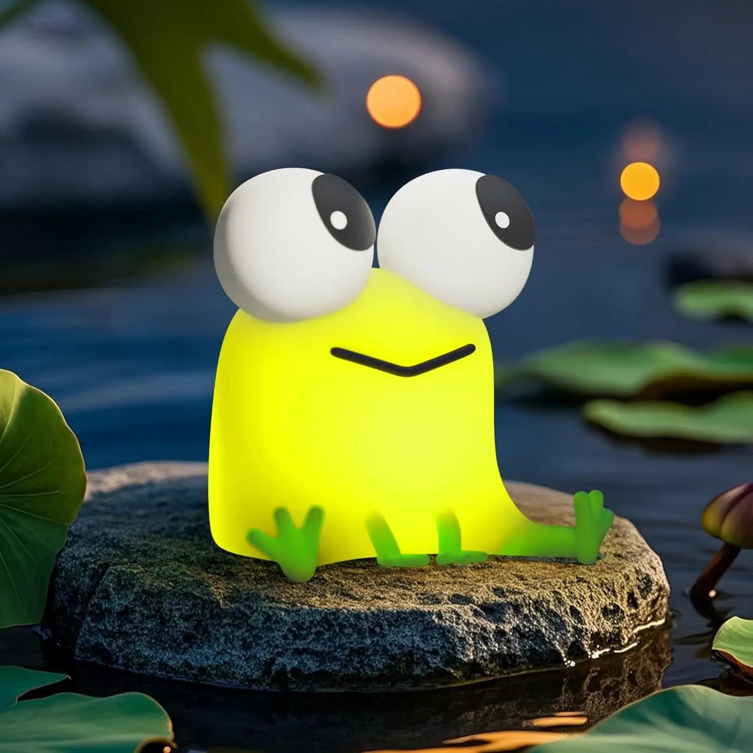 Portable Cute Silicone Dimmable Nursery Night Light, Rechargeable Bedside Lamp Frog Night Light