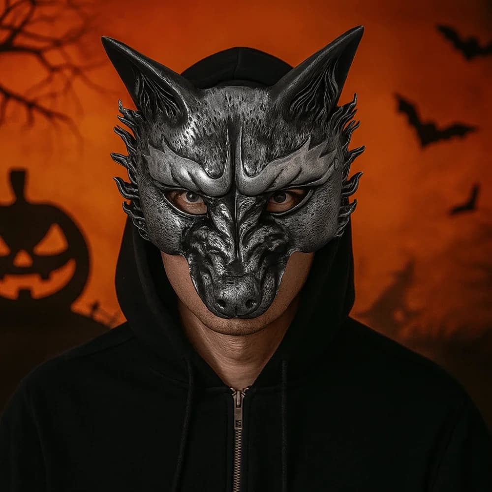 Halloween Mask Retro Wolf Mask Animal Foam Coating Half Face Dress up Scene Objects Men Cosplay Mask