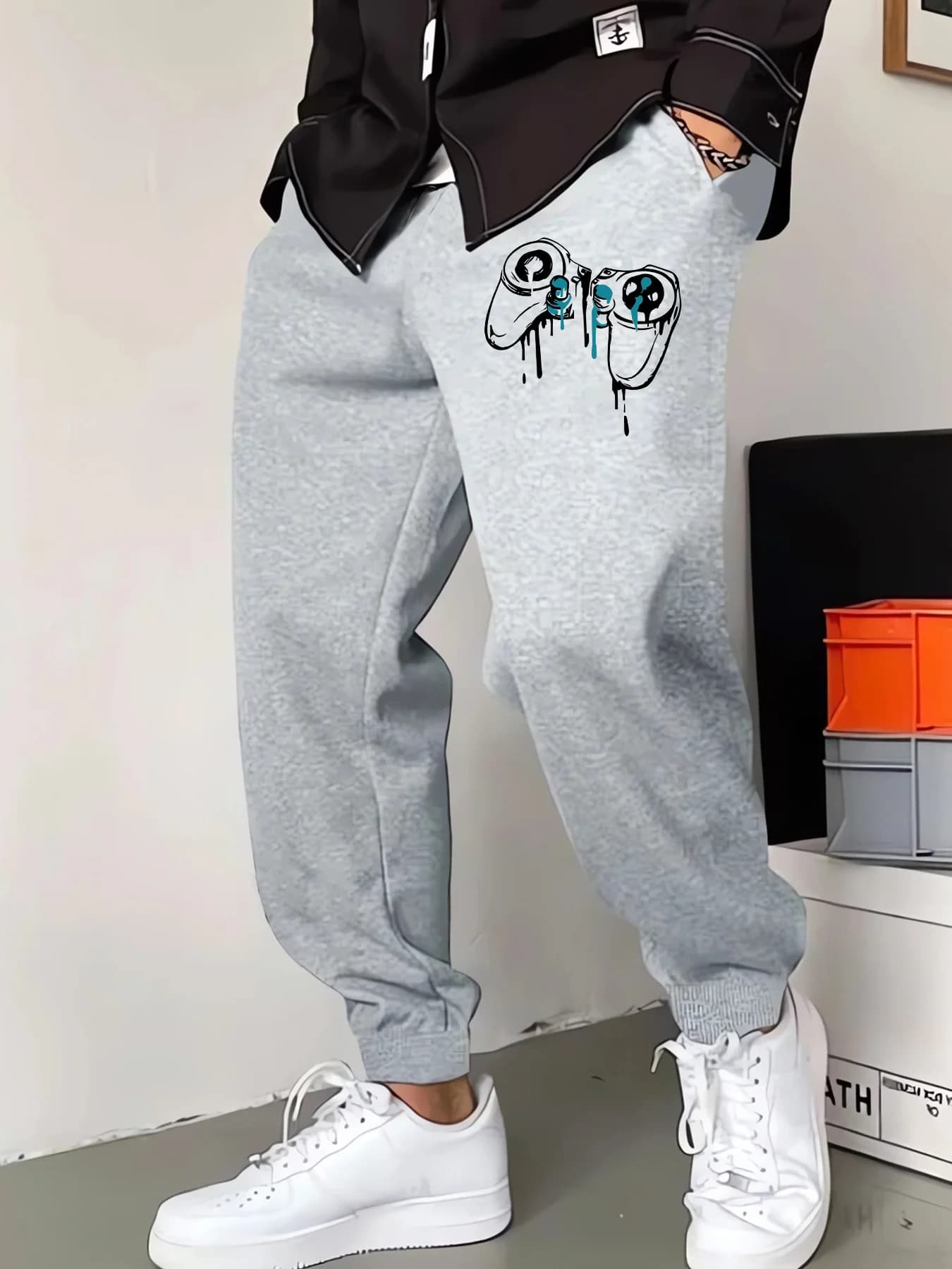 Pop‑culture Cool Dripping Game Gear Graphic Print Comfy Sweatpants Men Hip Hop Sports Jogger Trousers Fit Wear Gear