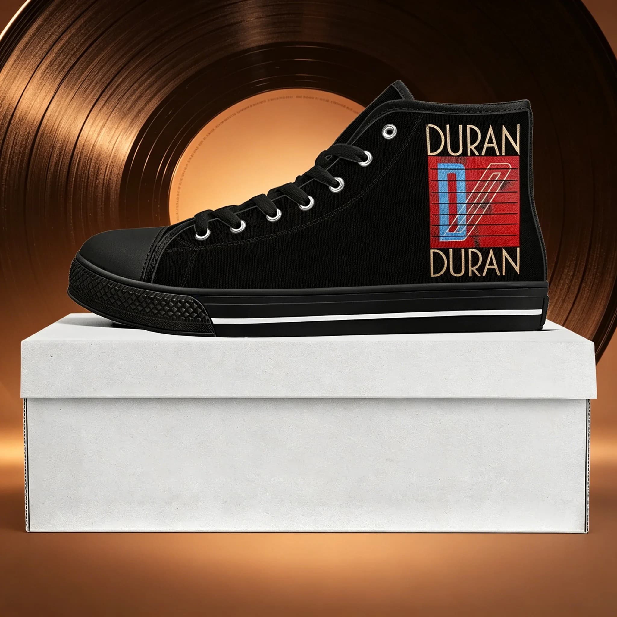 Duran Band Summer Custom Breathable High Top Shoes, Rock Band Cartoon Print Lightweight Street Casual Sneakers