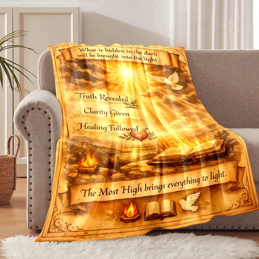 Coperta in flanella con stampa Faith, morbida e calda, adatta per casa, viaggi, picnic, campeggio, camper - 1 pezzo