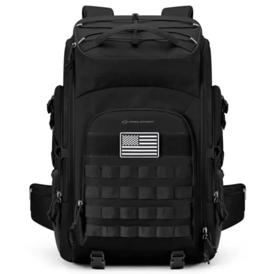 Zaino tattico da uomo resistente all'acqua 40L, zaino militare per escursioni, campeggio, palestra con sistema Molle, nero