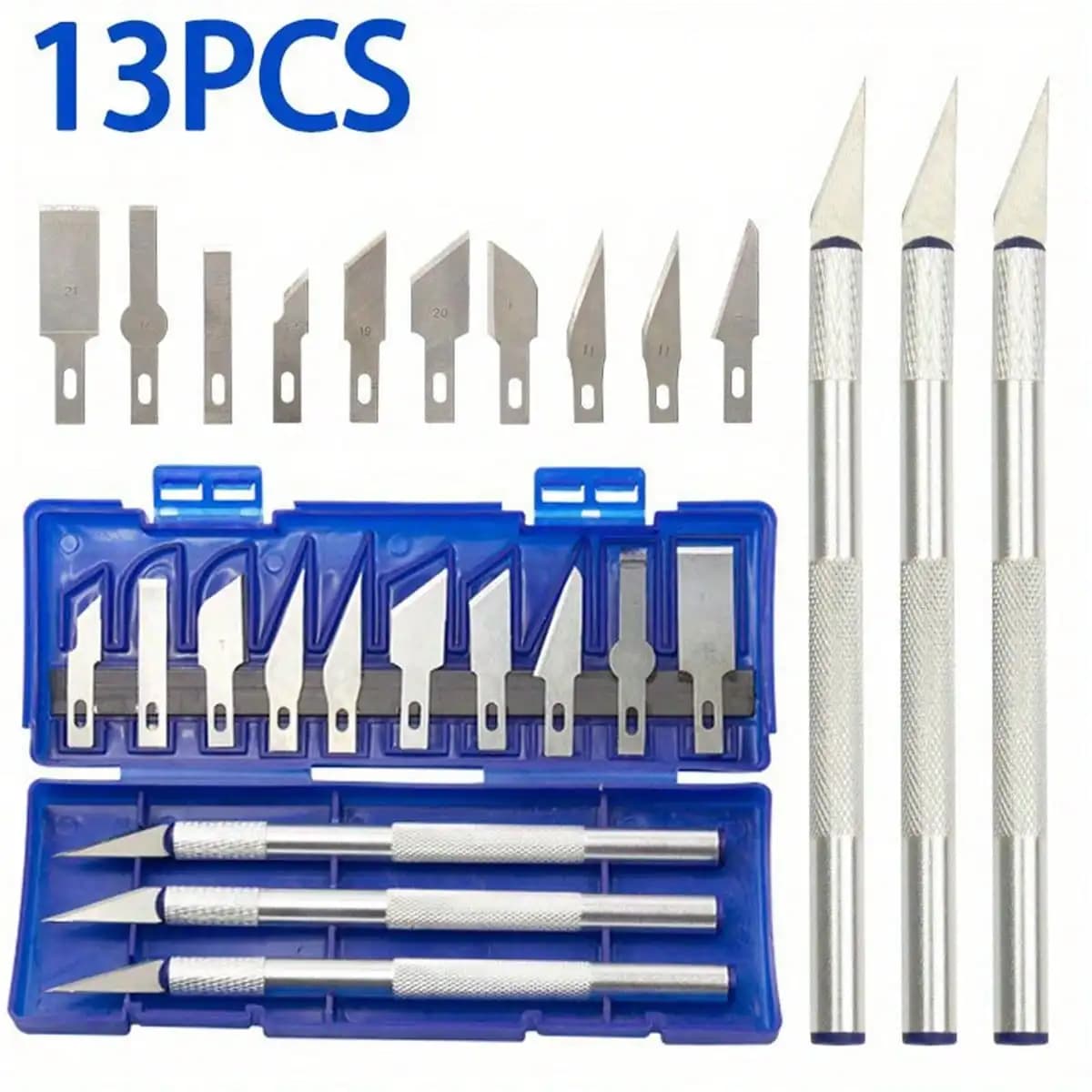 13pcs/Box Precision Handcraft Knife Set - Aluminum Alloy, Ideal For Paper Cutting And DIY Projects, Manual Carving Pen Tools - For Crafts And DIY Enthusiasts - Perfect Gift For Artists And Makers
